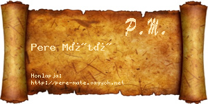 Pere Máté névjegykártya
